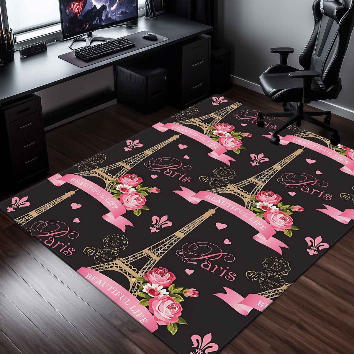 Home Textiles Paris - Париж Эйфелева башня Розовый Кристалл Бархатный