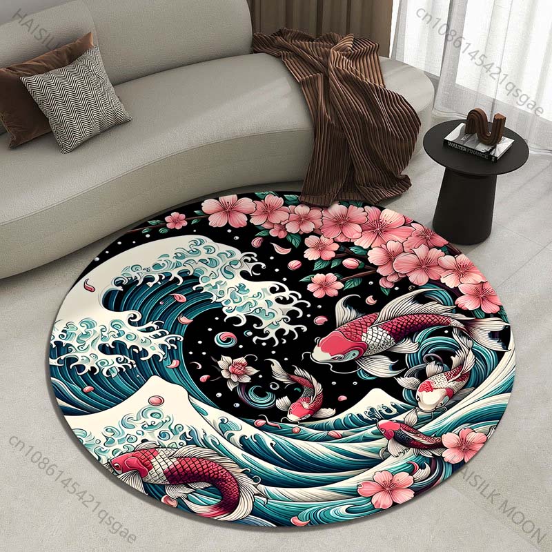 Ретро японский круглый ковер с – обзор и цена Japanese Home Textiles